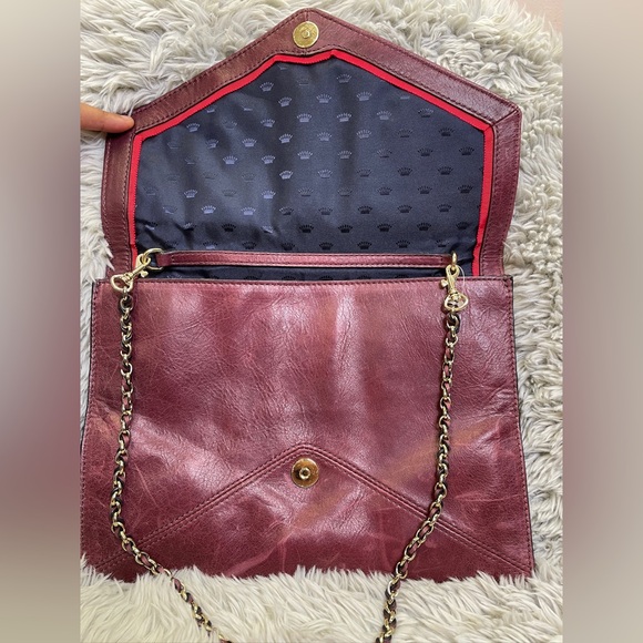 Juicy Couture Topanga Chain Link Studded Leather Shoulder Bag Burgundy - Picture 3 of 7